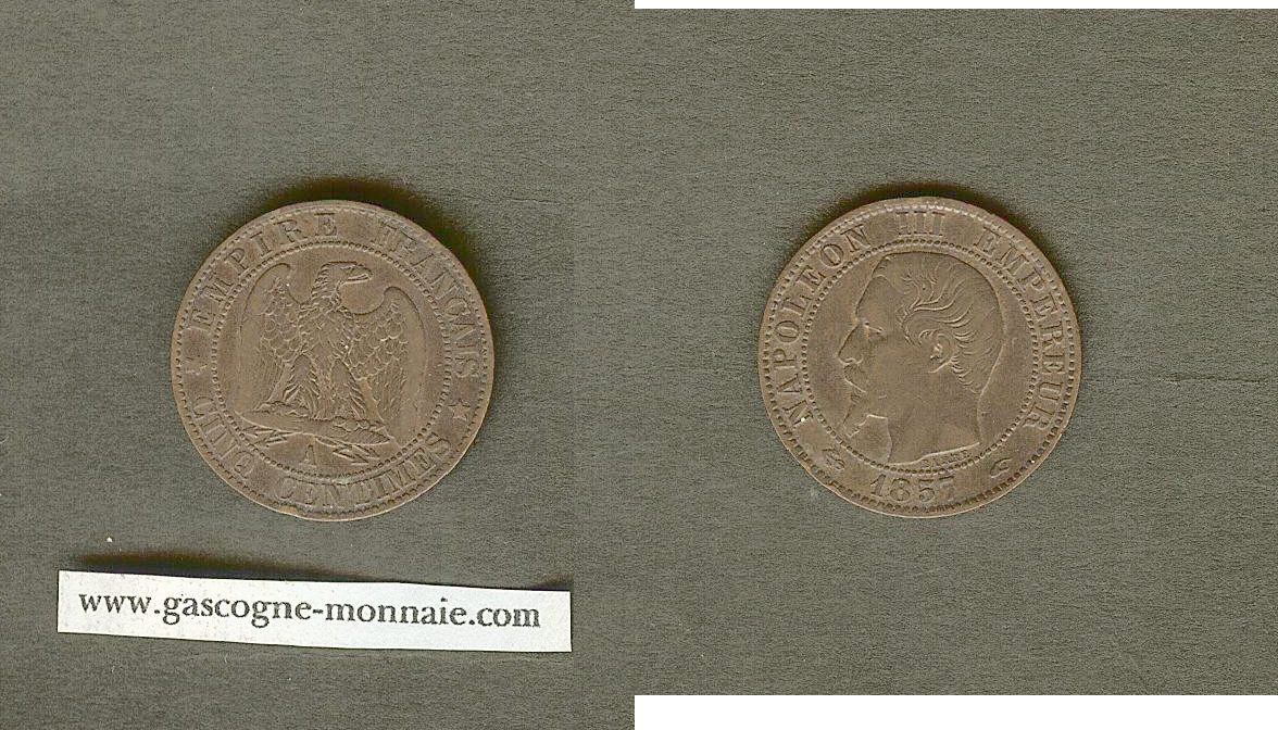 5 Centimes Napoleon III 1857 A Paris TTB+